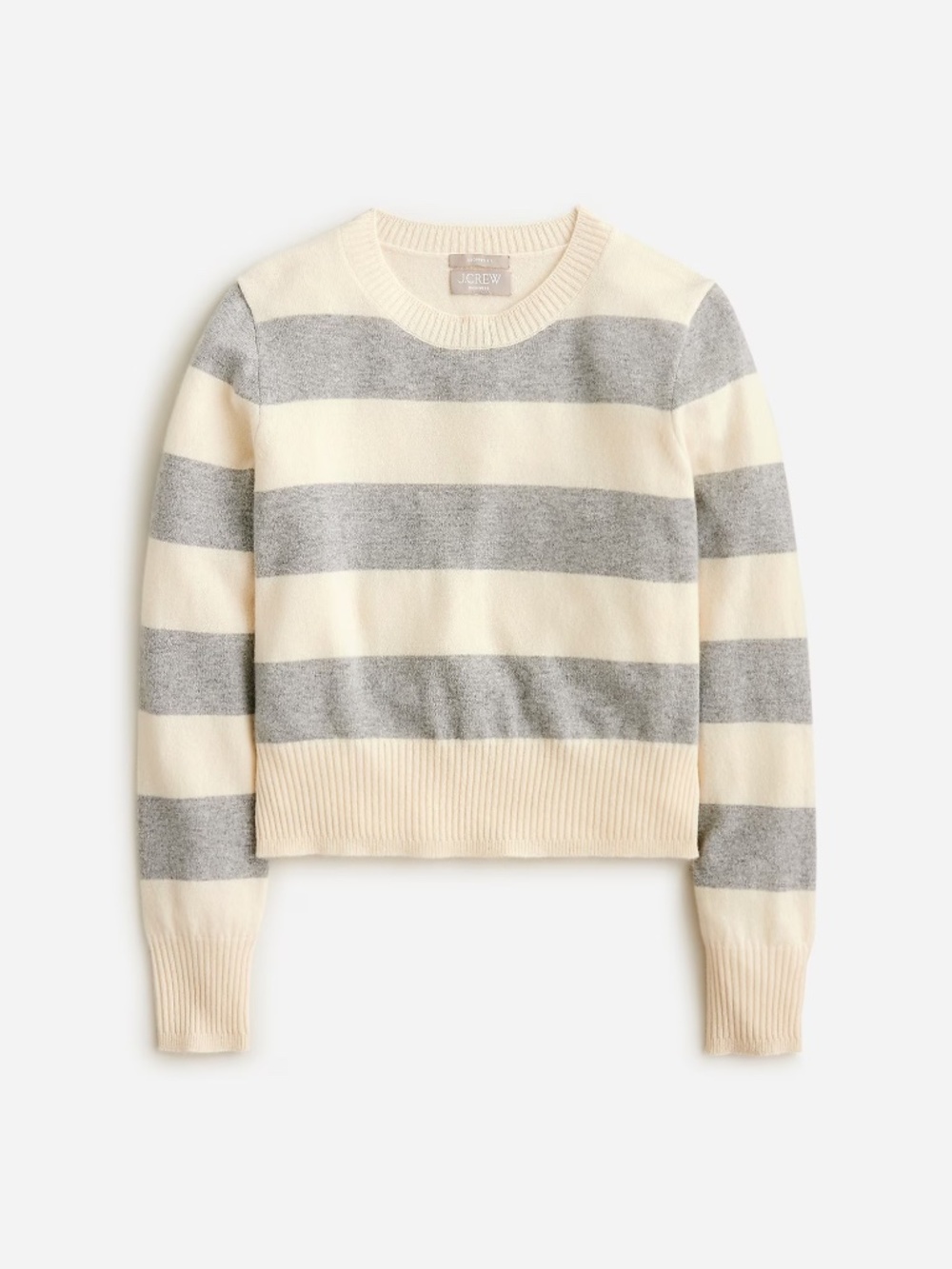 J. Crew Cashmere Shrunken Crewneck Sweater in Rugby Stripe - Picture 2 of 5
